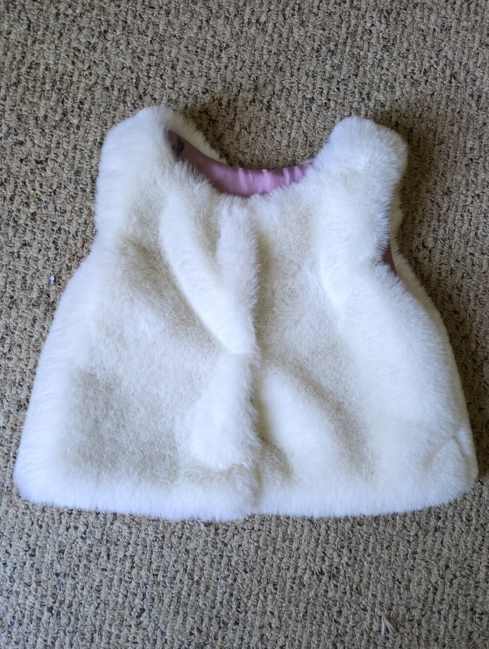 Girls White Faux Fur Vest Sz 5T Landson
